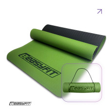 Килимок для йоги та фітнесу EasyFit TPE+TC 6 мм двошаровий зелений-чорний
