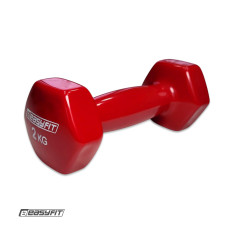 Гантель для фітнесу 2.0 кг EasyFit із вініловим покриттям червона Гантель для фітнесу 2.0 кг EasyFit із вініловим покриттям червона