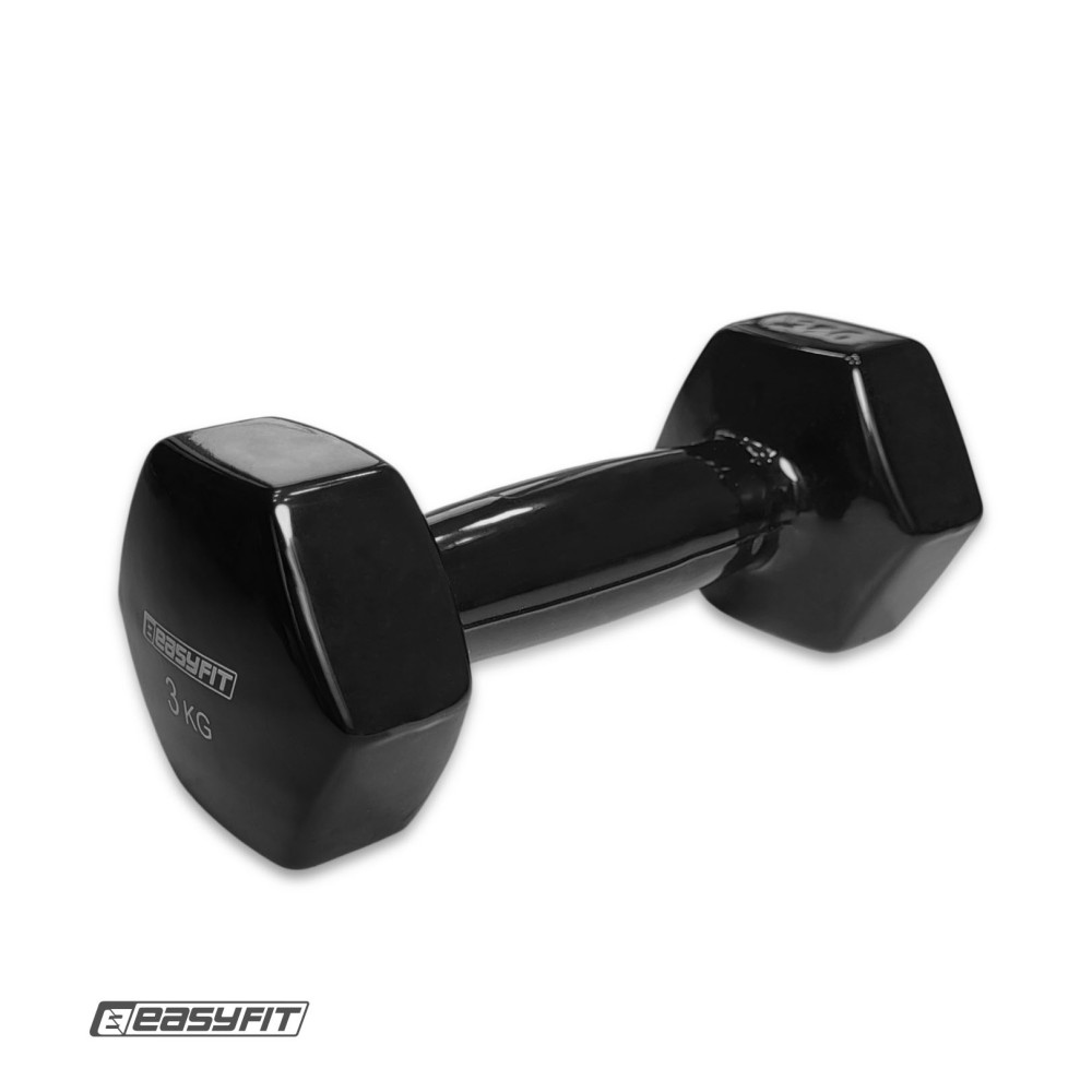 Гантель для фітнесу 3.0 кг EasyFit із вініловим покриттям чорна Гантель для фітнесу 3.0 кг EasyFit із вініловим покриттям чорна