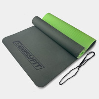 Коврик для йоги и фитнеса EasyFit TPE+TC 6 мм двухслойный черный-зеленый