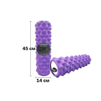 Массажный ролик EasyFit Grid Roller Extreme 45 см Фиолетовый