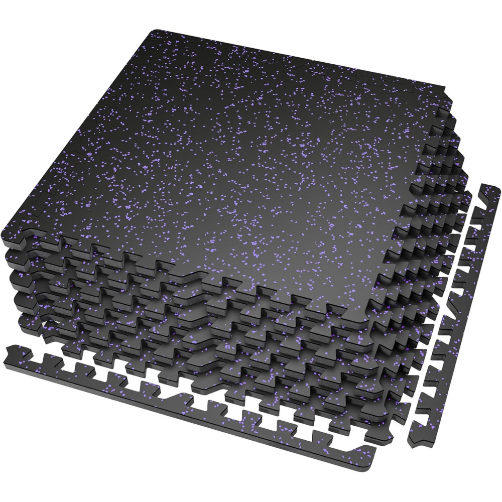 Мат-пазли DualMat 60×60×2 см (чорний/фіолетові вкраплення), комплект 4 шт Мат-пазли DualMat 60×60×2 см (чорний/фіолетові вкраплення), комплект 4 шт