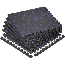 Мат-пазли DualMat 60×60×2 см (чорний/фіолетові вкраплення), комплект 6 шт
