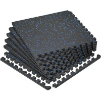 Мат-пазлы DualMat 60×60×2 см (чёрный/синие вкрапления), комплект 4 шт