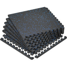 Мат-пазли DualMat 60×60×2 см (чорний/сині вкраплення), комплект 4 шт