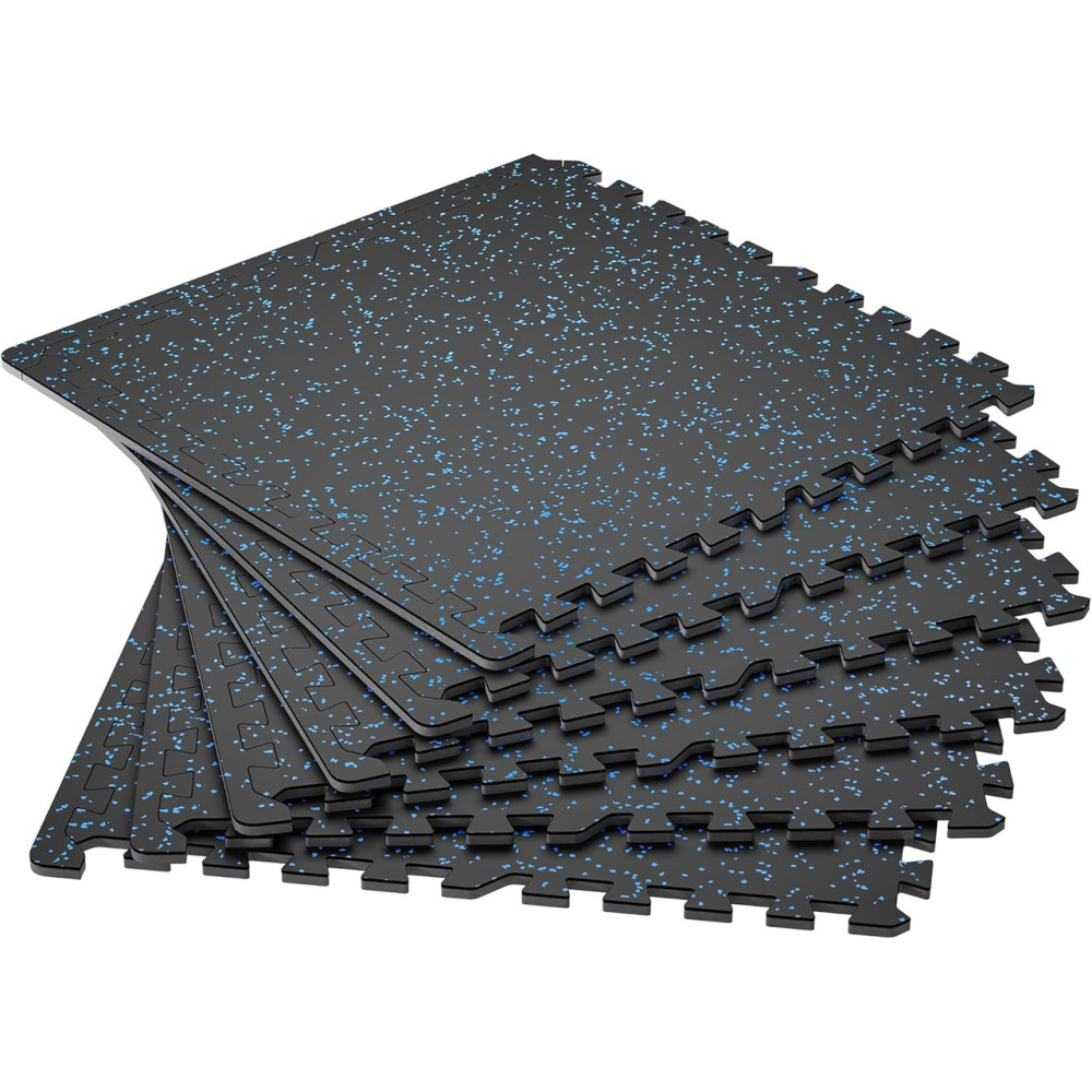 Мат-пазли DualMat 60×60×2 см (чорний/сині вкраплення), комплект 6 шт Мат-пазли DualMat 60×60×2 см (чорний/сині вкраплення), комплект 6 шт