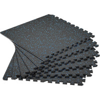 Мат-пазли DualMat 60×60×2 см (чорний/сині вкраплення), комплект 6 шт