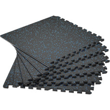 Мат-пазли DualMat 60×60×2 см (чорний/сині вкраплення), комплект 6 шт