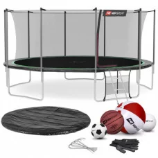 Батут Hop-Sport 16ft (488cm) black / green с внутренней сеткой
