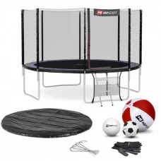 Батут Hop-Sport 12ft (366cm) black / blue с внешней сетью